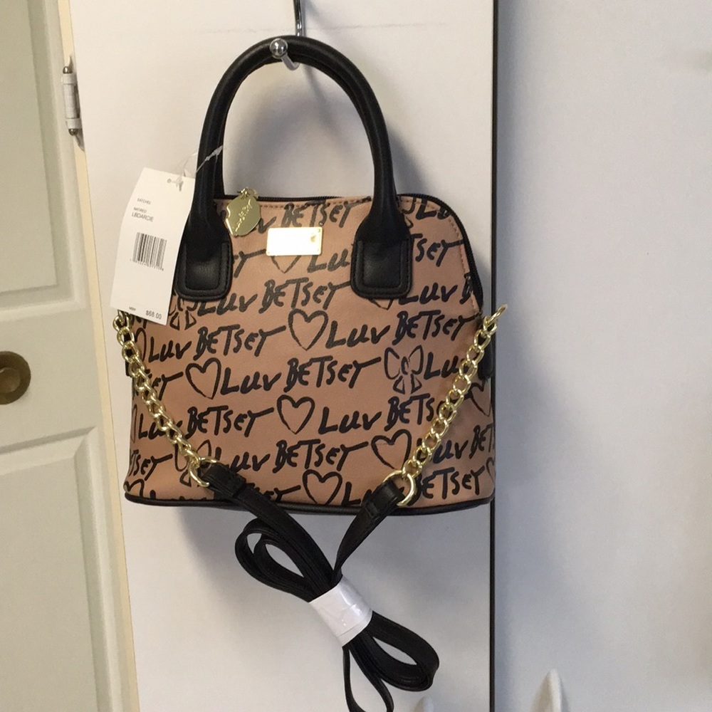 NWT Betsey Johnson black and tan purse